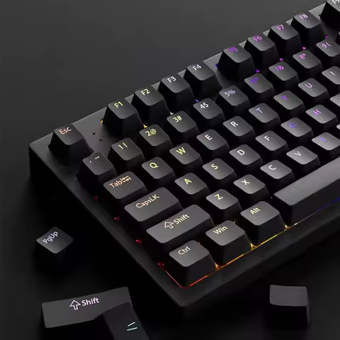 133+ Keys Black Custom Double Shot Shine Through Keycaps RGB Backlit PBT Keycaps Cherry Profile for MX Switches Gaming Keyboard