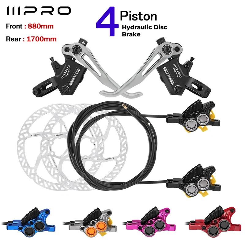 

IIIPRO R2X4 4-поршневой MTB масляный тормоз спереди/задний 880 мм/1700 мм с тормозным ротором 180 мм AM DH Велосипедные гидравлические дисковые тормоза Запчасти для велосипеда