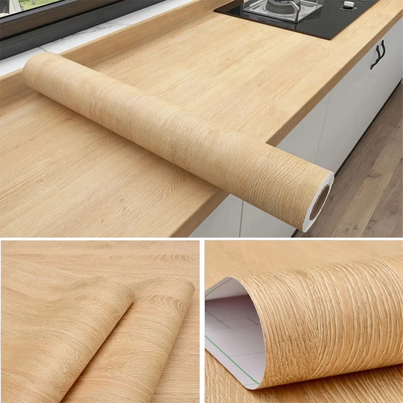 40cm wood grain sticker self adhesive wallpaper for kitchen countertop furniture cabinet table wall renovation high quality