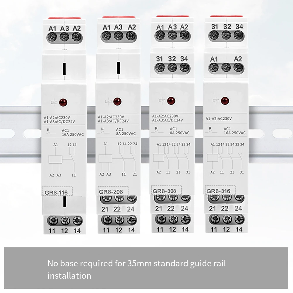 GEYA GR8-116 Intermediate Relay Auxiliary Relay AC DC 12V 24V 48V 110V 230V Switch Relay 16A ROHS Approval