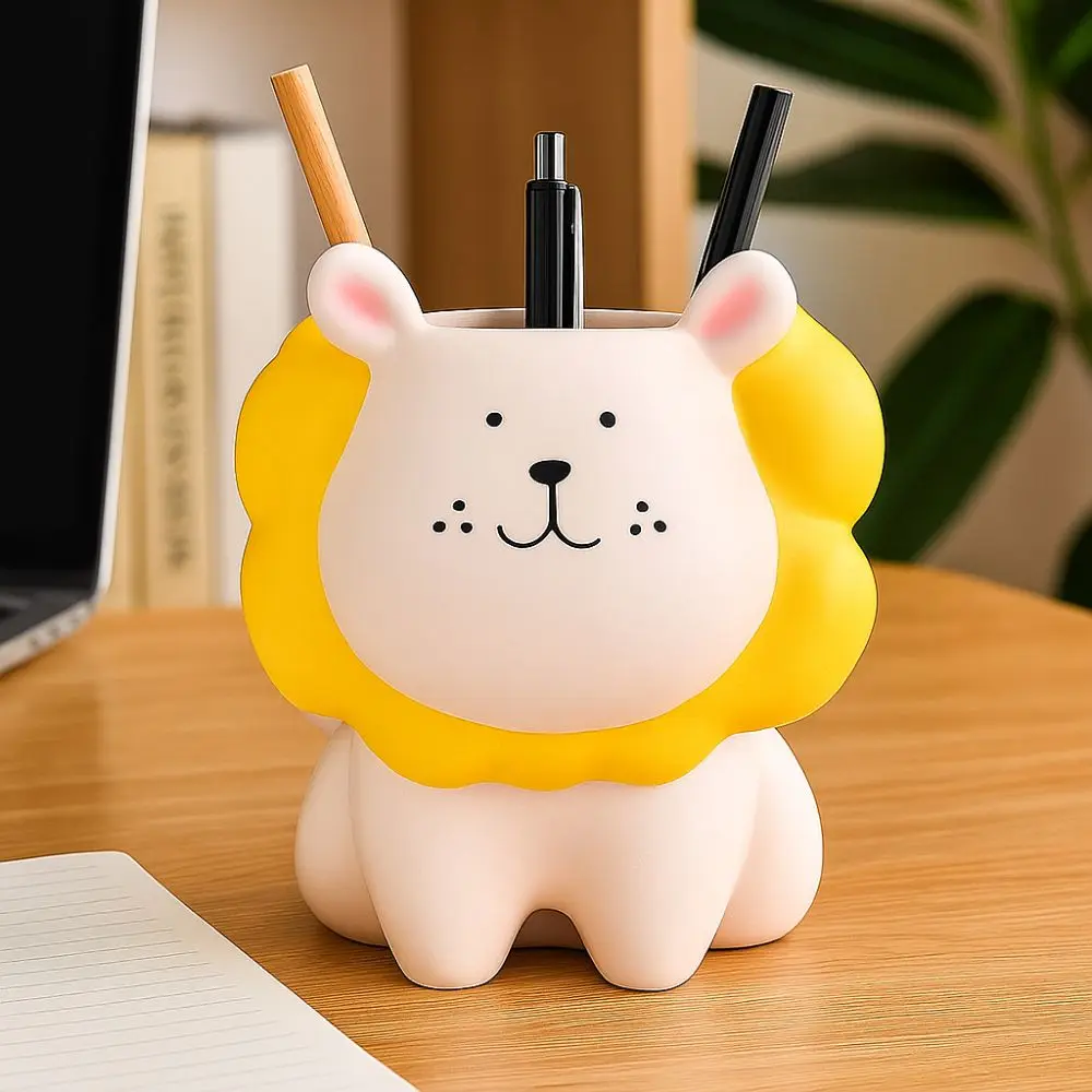 

Little Lion Cartoon Pen Holder Cream Style Ornament Pencil Storage Box Cartoon Multi-functional Stationery Organizer Student