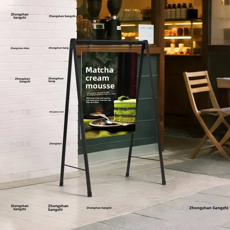 Aluminum Vertical Bracket Floor Standing Display Stand Windproof Poster Board for Milk Tea Shop Restaurant Billboard Signage