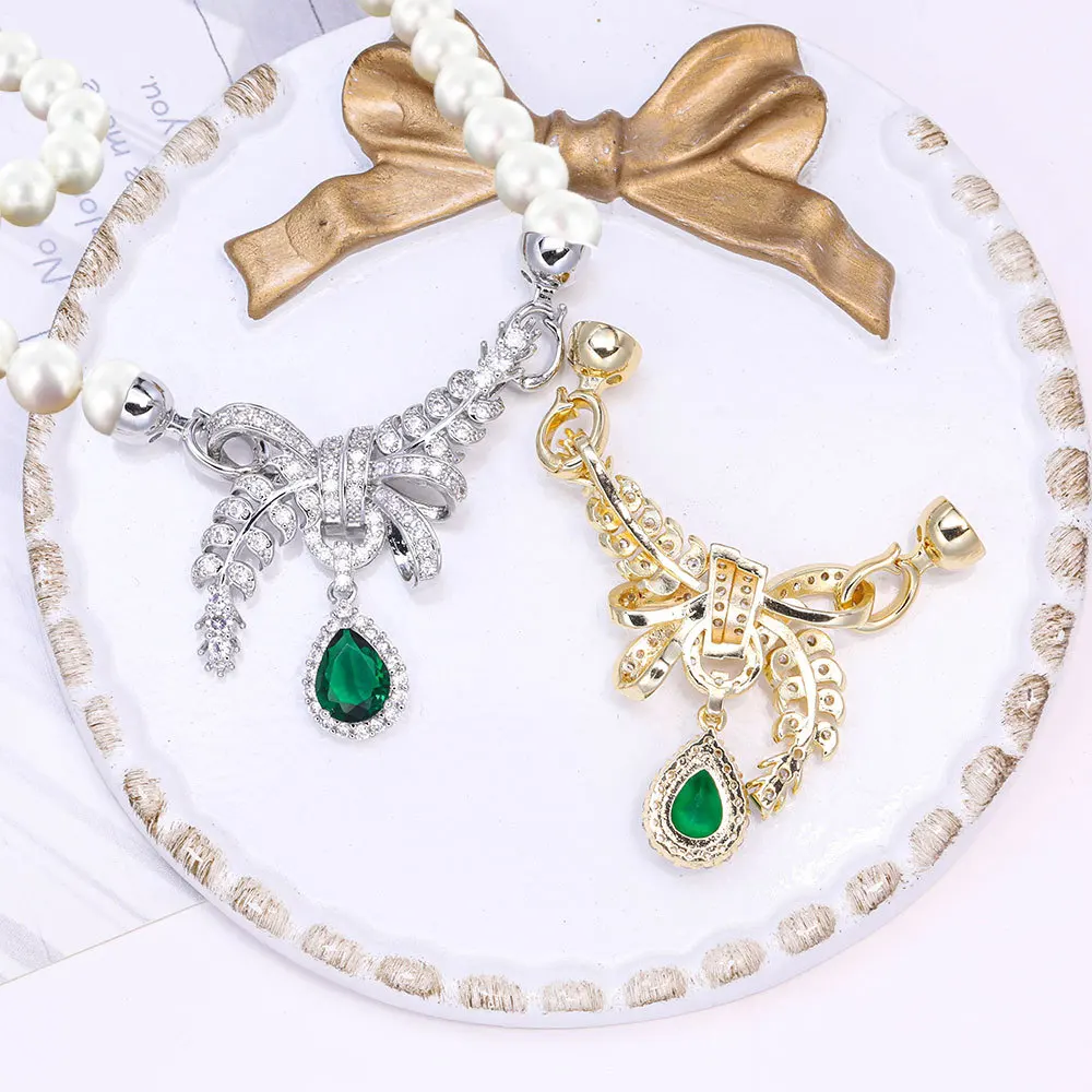 

1 Piece 18K Gold Plated Brass Premium Jewelry Connector Full Zirconium Fastening Lock for DIY Clasp Necklace Bracelet Accessorie