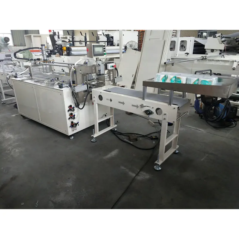 High Speed Full Automatic Small Single / Multiple Rolls Tissue Toilet Paper Packing Machine Production Line