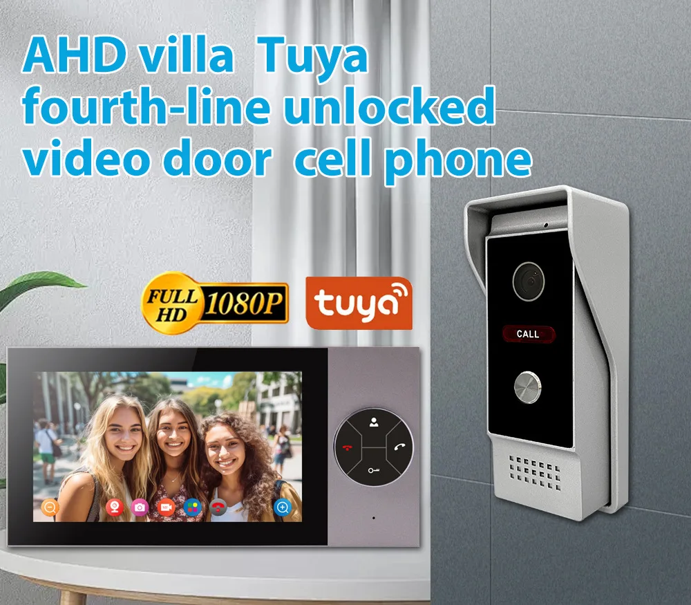 7Inch IPS Screen Tuya Remote Control 2Wired AHD  WIFI Door Phone Intercom Visual Doorbell 120Degree Home Security Door Viewer