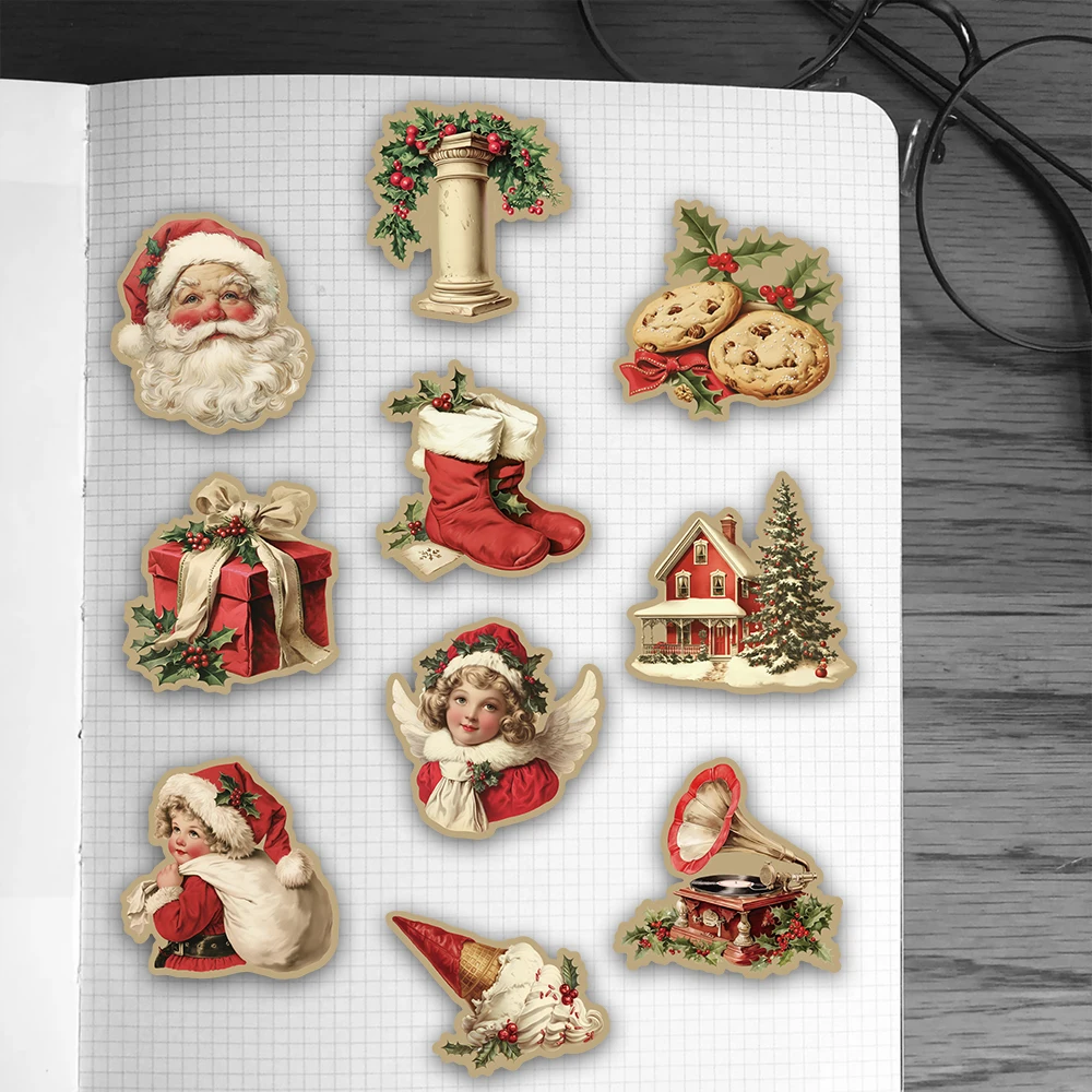 50PCS Retro Weihnachten Aufkleber DIY Telefon Fall Laptop Tablet Thermos Tasse Spielzeug Desktop Aufkleber