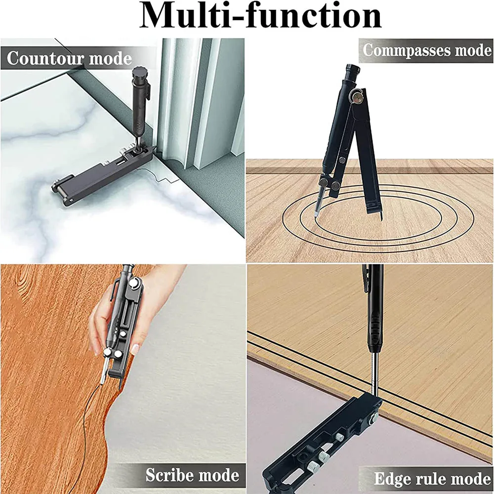 Herramienta de trazado multifunción para carpintería, regla de trazado de perfil de plástico/Metal ajustable, medidor de contorno, herramienta de