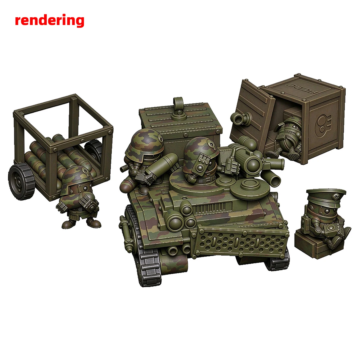 Q-Version Maßstabsmodell-Set 3D-Harz Miniatur-Soldatenfiguren Diorama Unbemalte Sci-Fi-Cartoon-Zubehör LKW Panzer Infanterie DIY – Detail 8