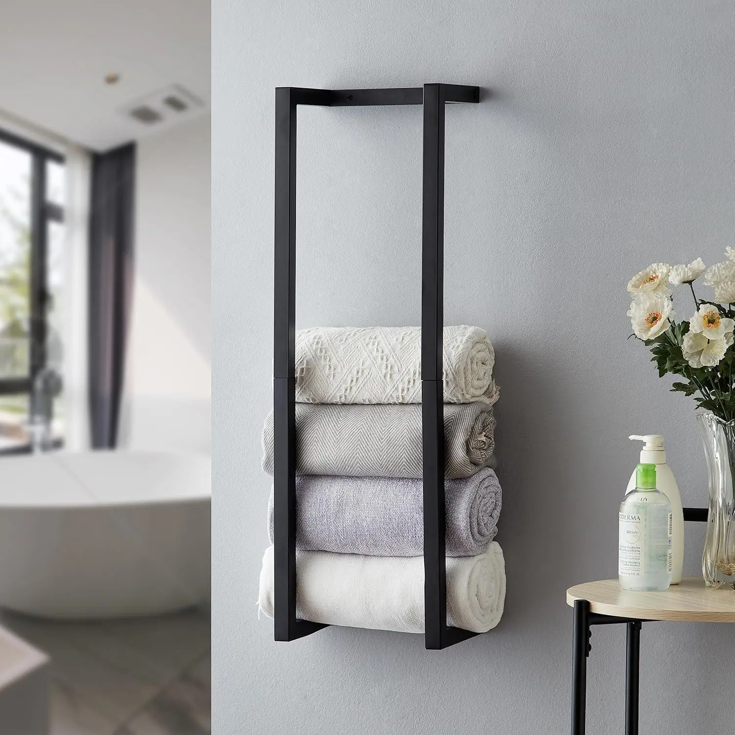 

Towel Rack for Rolled Towels, Towel Rack for Bathroom,Wall Mounted Metal Bathroom Organizer, Bath Towel Holder Wall for Moder