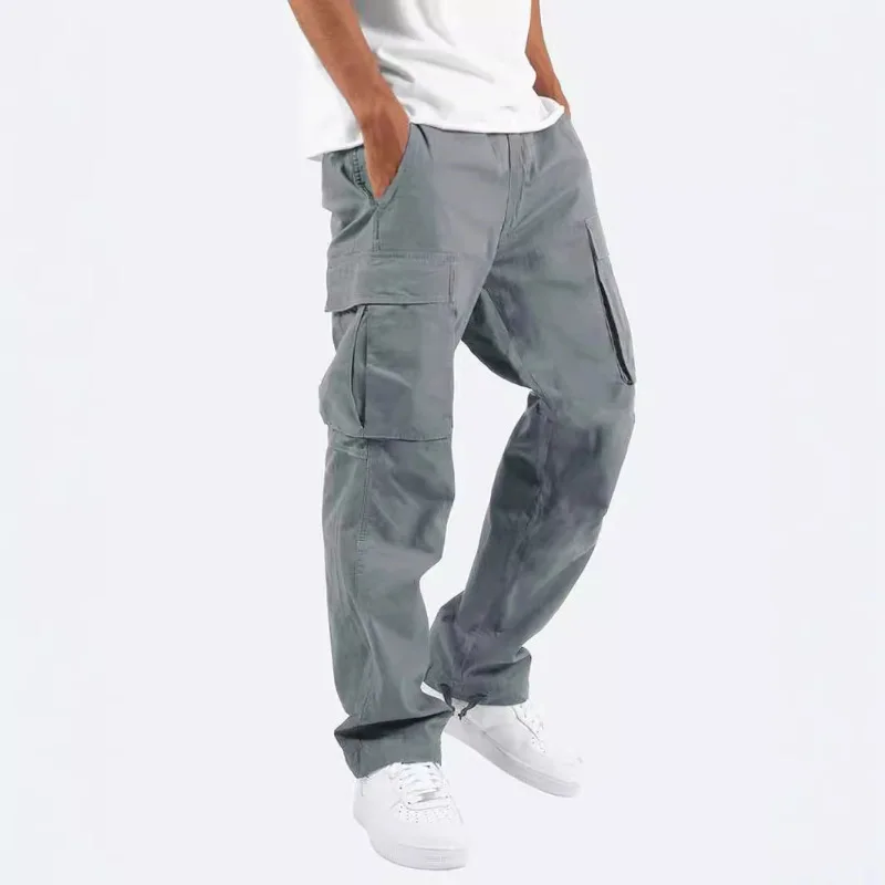 Men Cargo Pants, Casual Work Drawstring Cargo Pants, Multi Pocket Tactical Trousers, Streetwear Jogger Outdoor Cargo Pants