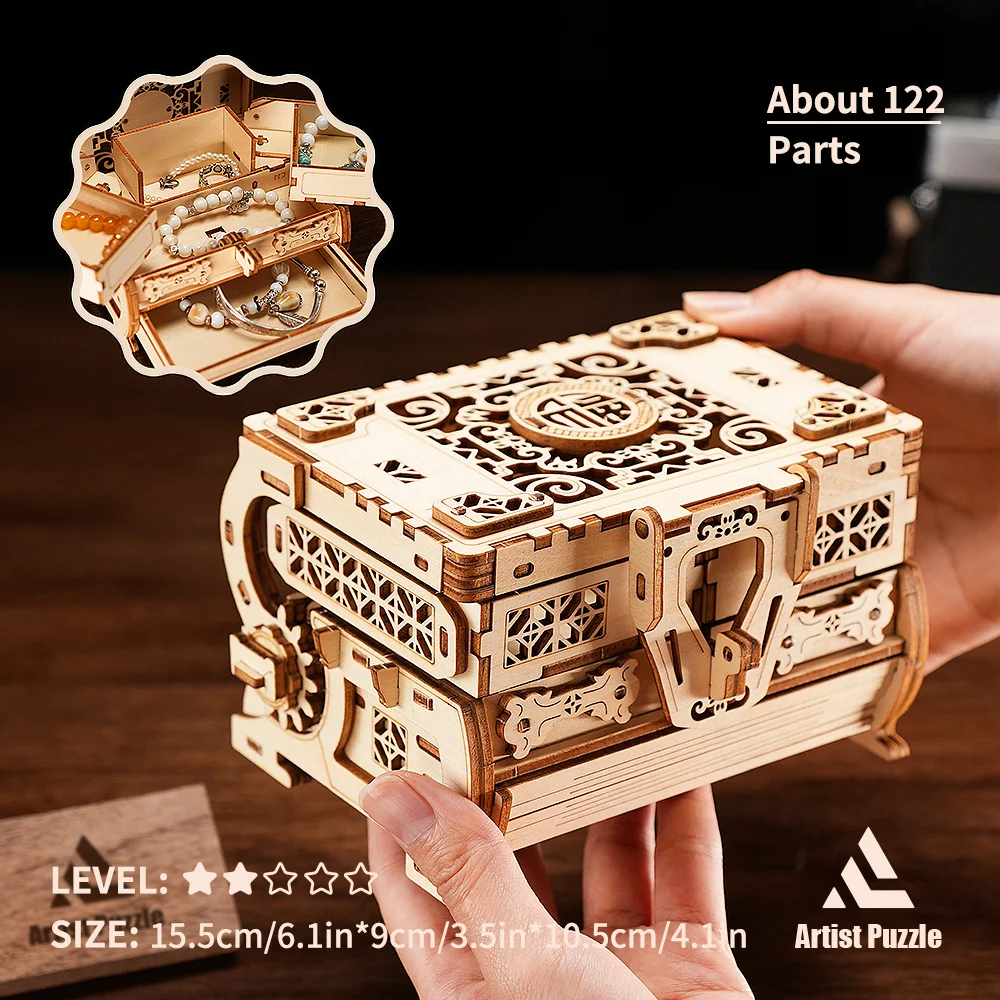 3d Puzzel Hout Kit Volwassenen Diy Model Ambachten Decoratie Puzzel Handgemaakt Speelgoed 3d Model Sieraden Doosjes Kerstcadeaus Voor Kind Meisje