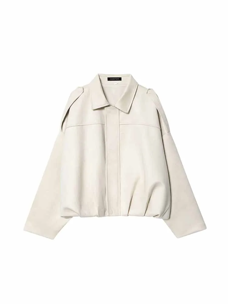 

European and American style autumn season new fashion hot style women's clothing imitation suede texture lapel pilot jacket coat