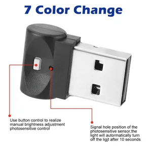 Mini USB LED -Auto Auto Innenatmosphäre Notfalllicht RGB Selbst farbenfrohe dekorative Lamp -Autozubehör 10 Hauptverkaufslicht Rampa - №1