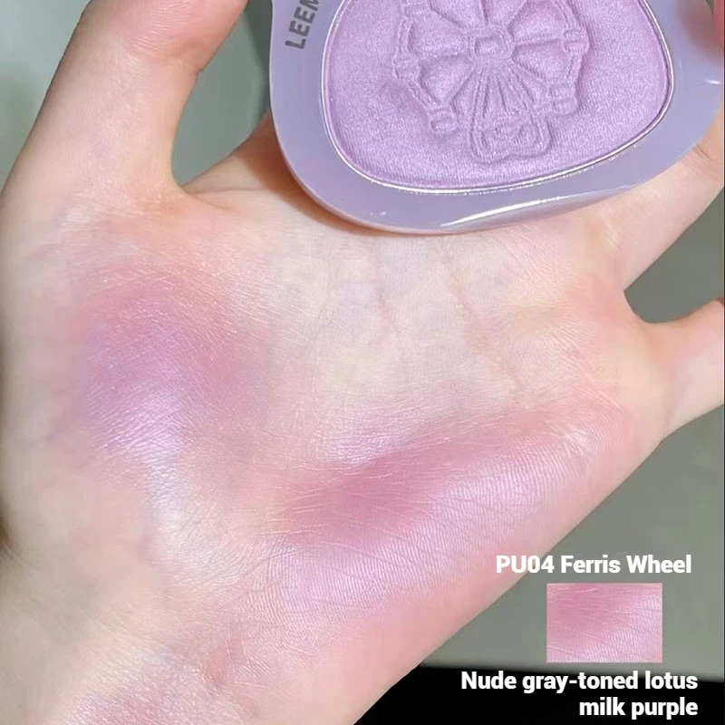 Leemember Stain Blush Baked Powder Soft Smooth Blusher Lidschatten Nude Purple Natural Color Fine Flash Face Cheek Augen-Make-up