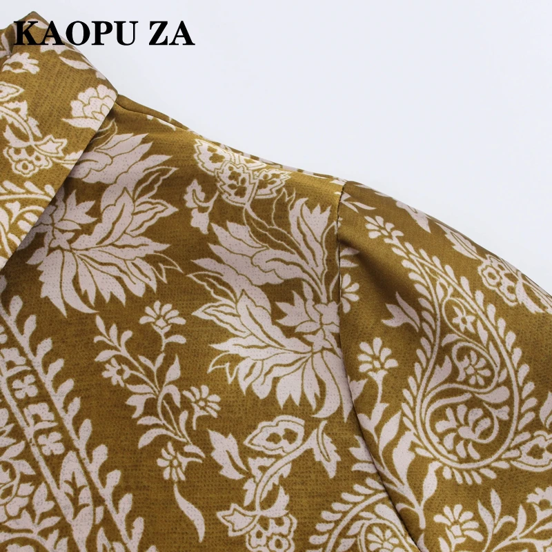 KAOPU ZA 2024 New Spring Ladies Vintage Floral Chiffon Blouse Long Sleeve Loose Plus Size Elegant Office Tops