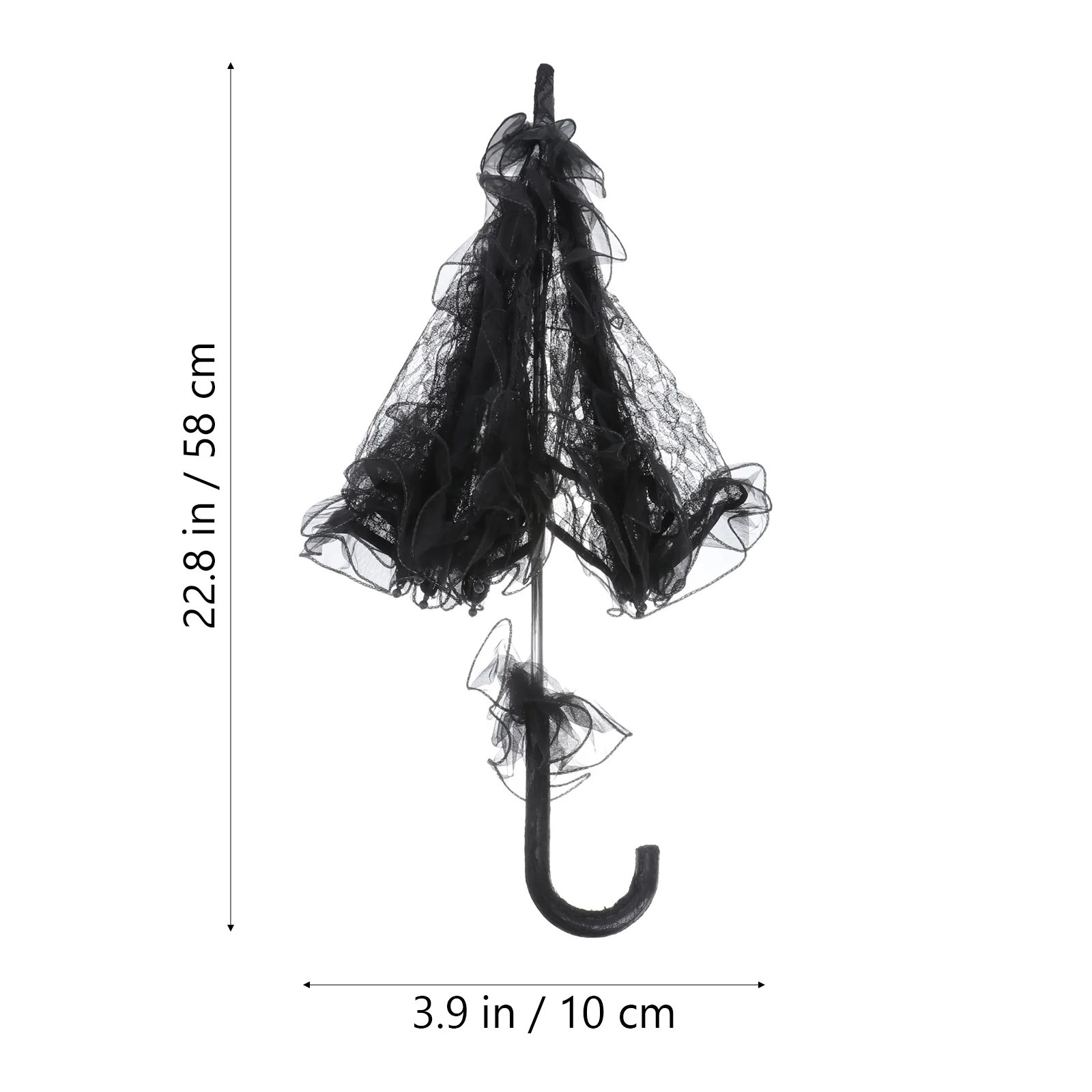 

Wedding Umbrella Lace Cotton Parasol Handmade Embroidery Bridal Photo Props Small Size Black Color Vintage Design Elegant