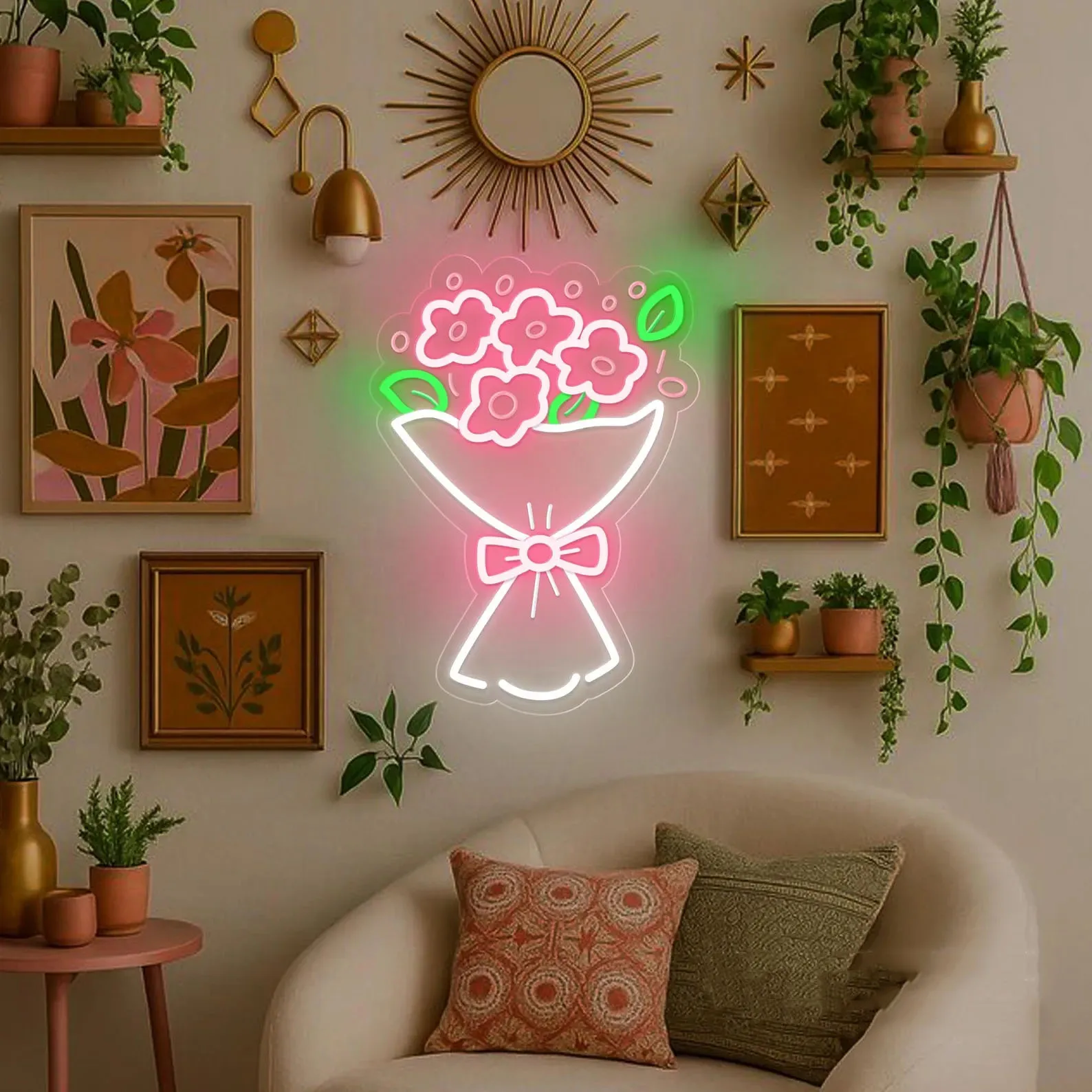 Flower Bouquet Neon Sign,Custom Floral Bouquet Neon Sign,Spring Flower Shop WallDecor,Botanical Floral Wall Art,Gift For Florist