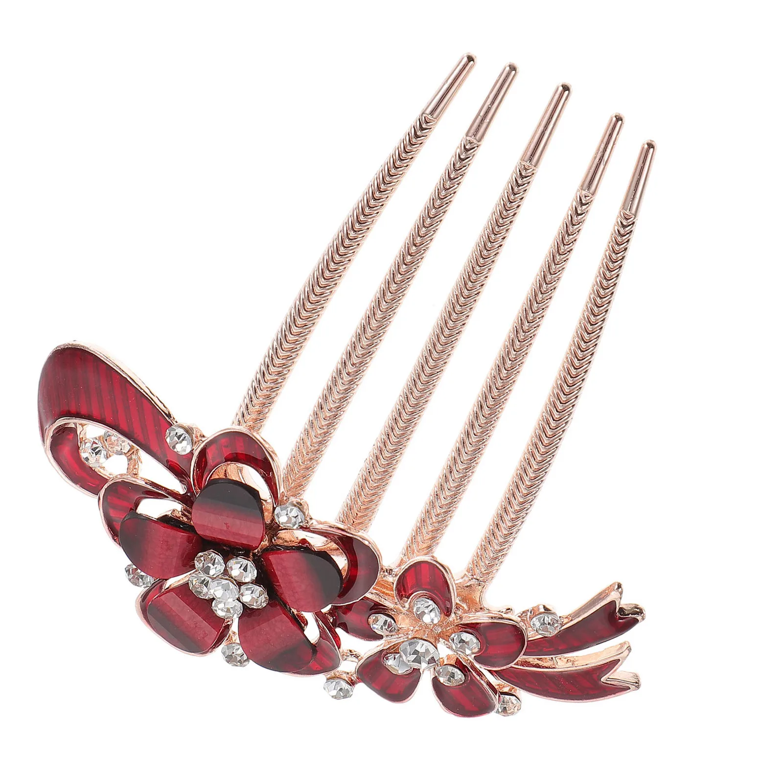 

Water Drill Bridal Hair Comb Wedding Hair Accessories Rhinestone Flower Bridal Headpiece Elegant Side Comb for Bride