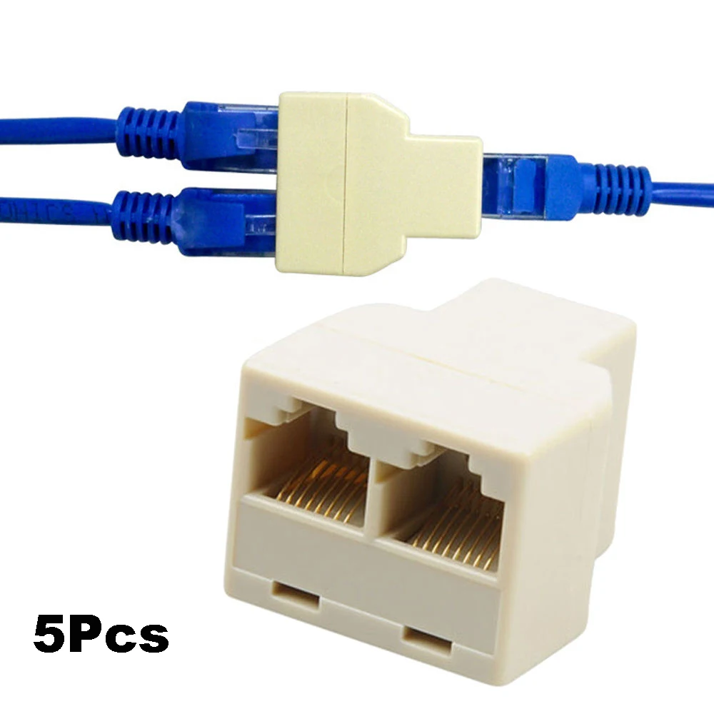 5pcs 1 To 2 Brand New Dual Female Port LAN Ethernet RJ45 Splitter Connector Adapter Network Cable CAT5/CAT6