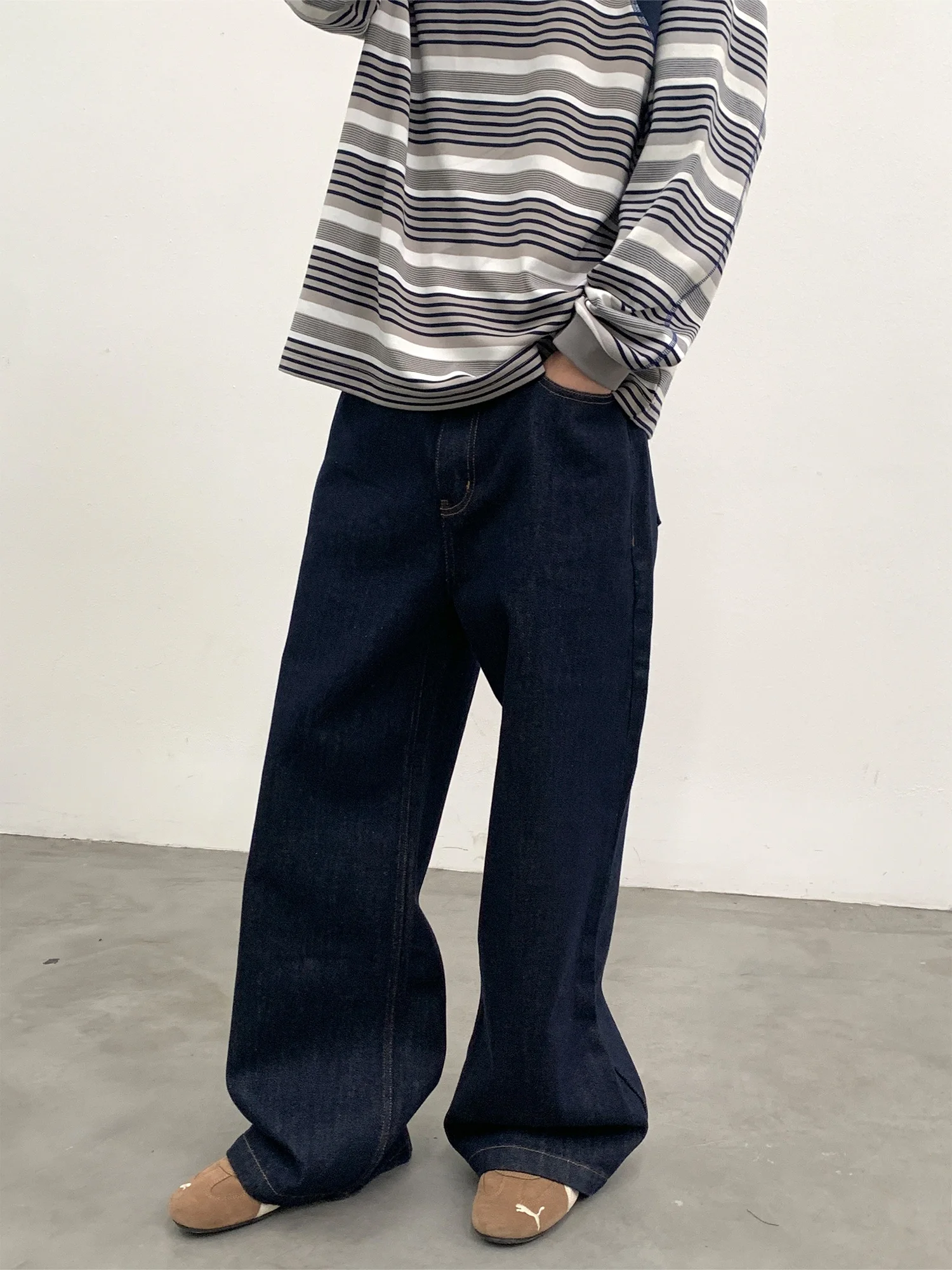 

Оригинальные джинсы Roaringwild, свободные мужские универсальные американские джинсовые брюки Paris Bule, модные прямые джинсы свободного покроя