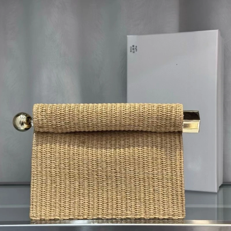 Personalized foldable clutch, straw woven single-shoulder crossbody bag, premium evening bag