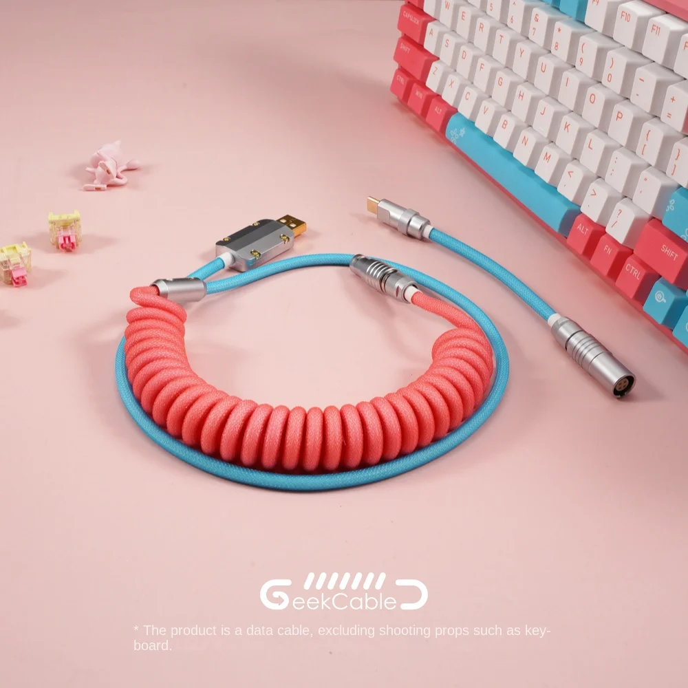 Spot GeekCable customized keyboard braided data cable IQUNIX colorful summer F96 white peach milk shake cable