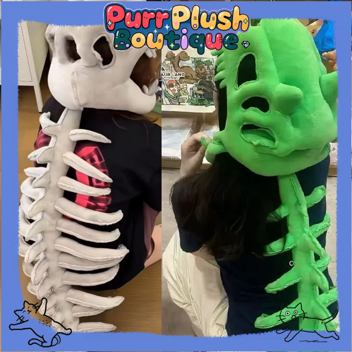 Plush Hat Cartoon Dinosaur Skeleton Cos Props Adult Kawaii Cute Wearable Mask Halloween Party Carnival Cosplay Costumes Funny