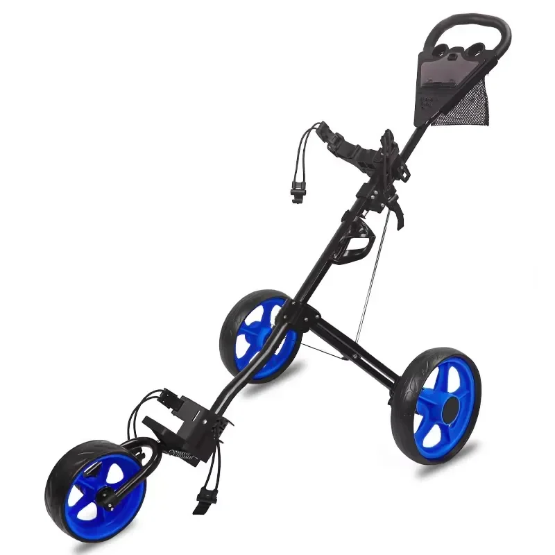 Foldable golf cart 3-wheel multi-purpose golf bag cart, suitable for all ages, with adjustable handle, light and easy to fold