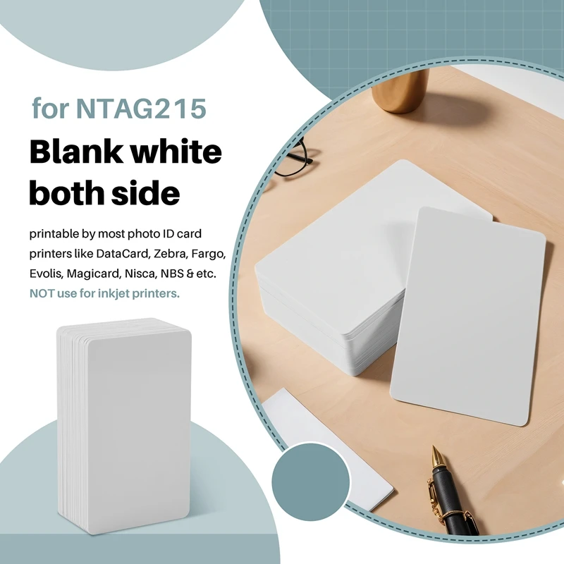 Contactless NFC Card Tag, Leitura-Gravação, Portátil, PVC, NTAG215, 504Byte, 30pcs