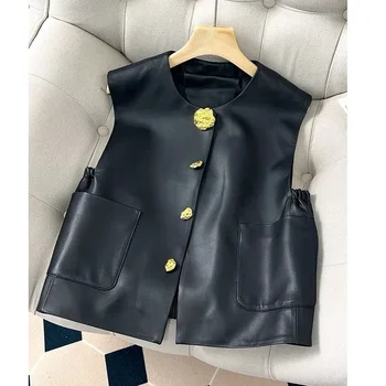 Gilet di pelle di pecora bianc...