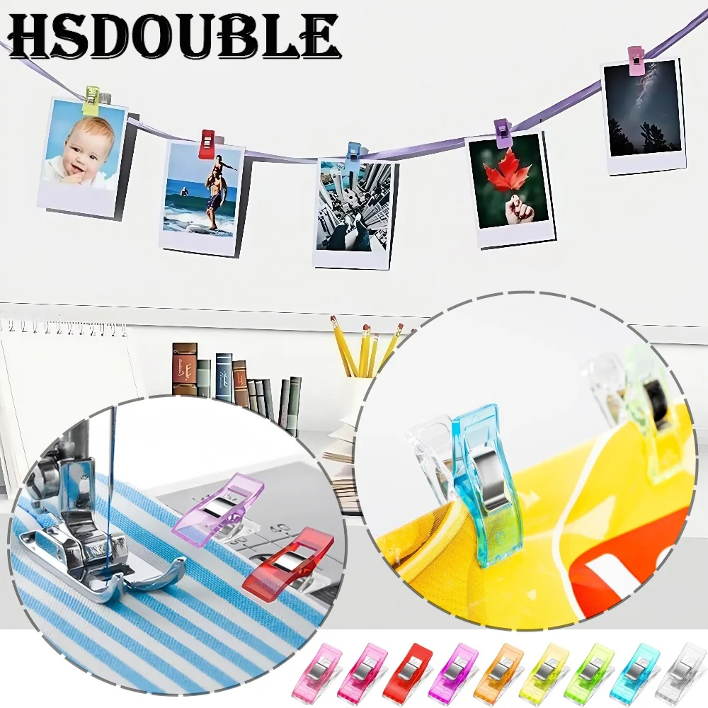 20/50/100Pcs Multipurpose Colorful Transparent Plastic Small Clips for Crocheting Knitting Safety Clothing Clips Sewing Supplies