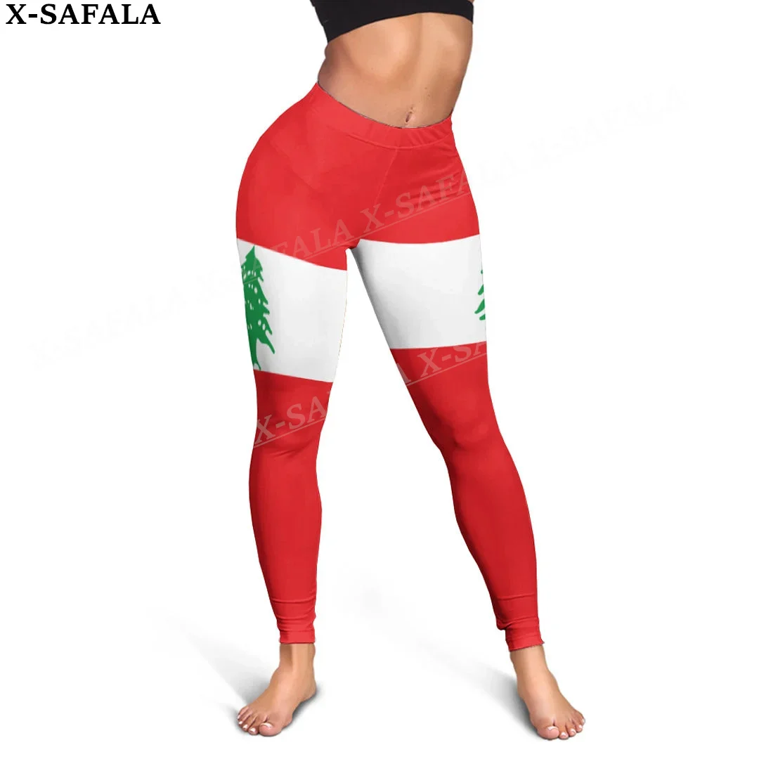 Lebanon Coat Of Arms Love Country Leggings 3D Print Women Yoga Girl Stretch GYM Slim High Waist Legging Summer Sports-1