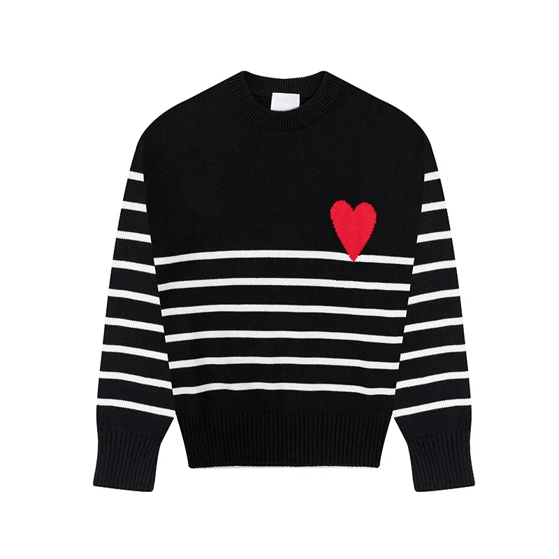 Autumn/Winter 2024 Fashion High Street Women\'s Knitted Striped Sweater Oversized Crewneck Cardigan Christmas Collection Unisex