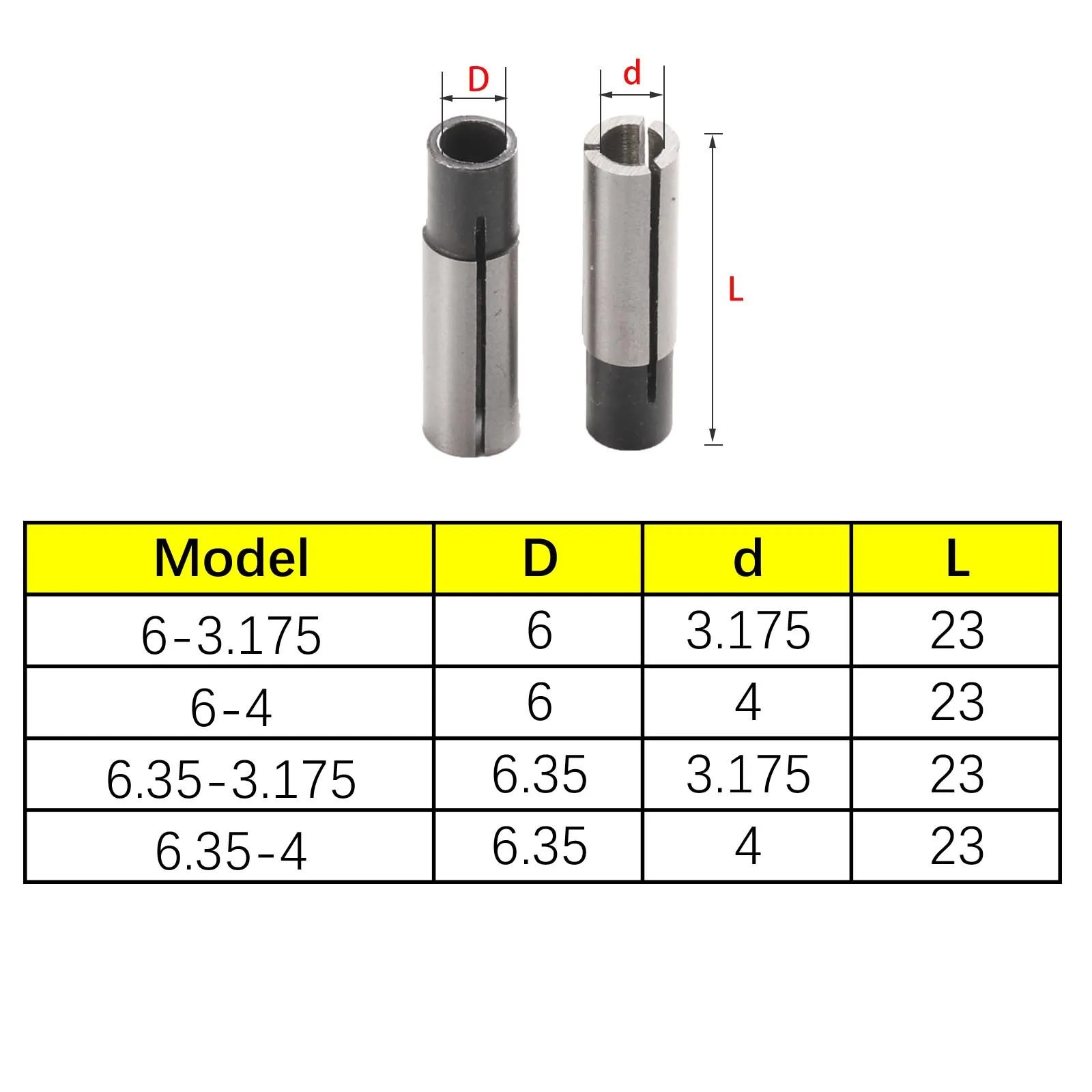 1pcs 3.175 4 6 6.35 CNC adapter Collet Shank CNC Router Tool adapters holder Milling Cutter Conversion Chuck