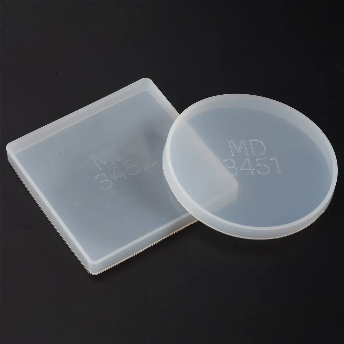 A95G 4 Pack Round and Square Shape Coaster Base Silicone Mold Resin Molds Epoxy UV DIY Resin Craft Home Decoration Tools