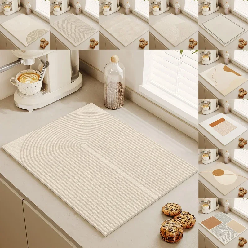 

1PC Kitchen Drain Pad Diatomite Mat Dish Drainer Rug Absorbent Coffee Mats Non-slip Quick Drying Kitchen Rugs Sink Draining Mat