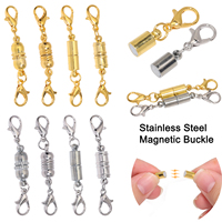 5Sets Stainless Steel Strong Magnetic Clasp Chain Buckle Slider Tubes Hooks DIY Charms Bracelet Connectors For Jewelry Findings