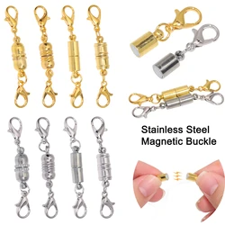 5Sets Stainless Steel Strong Magnetic Clasp Chain Buckle Slider Tubes Hooks DIY Charms Bracelet Connectors For Jewelry Findings