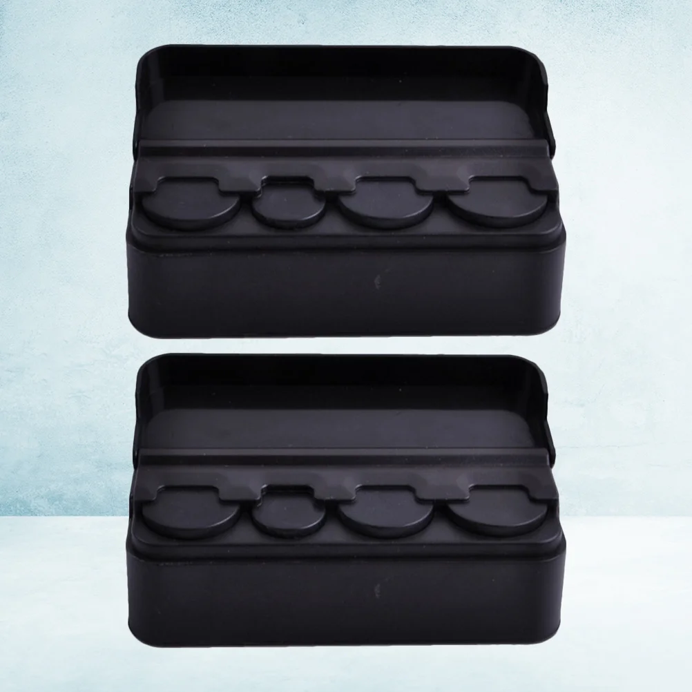 2pcs Box Black Plastic Loose Change Organizer For Car Trunk Home Use Holder Case Container Bank