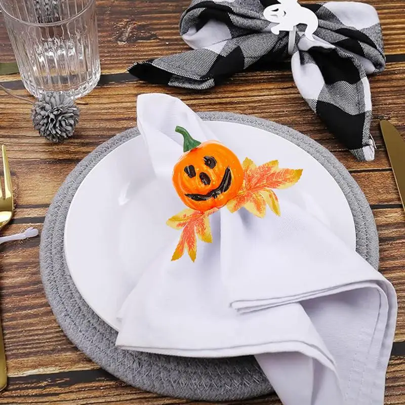 

Pumpkin Napkin Ring For Halloween 6Pieces Maple Napkin Holder Pumpkin Napkin Rings Harvest Artificial Table Decorations Fall