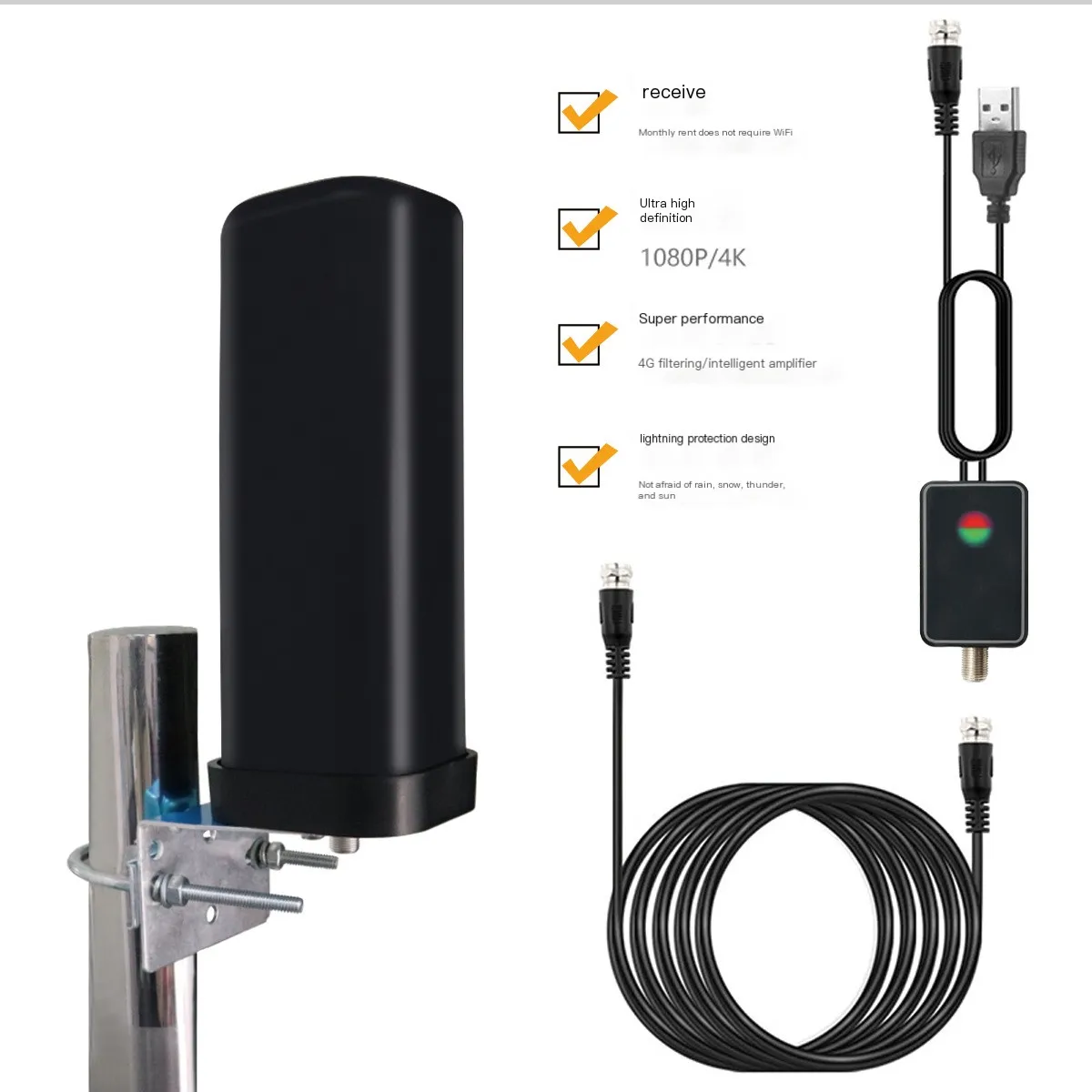New Barrel-Type Indoor and Outdoor Digital Tv Antenna Dtmb Antenna for Home Use, Supports High-Definition Terrestrial Wave Outdoor Tv Antenna