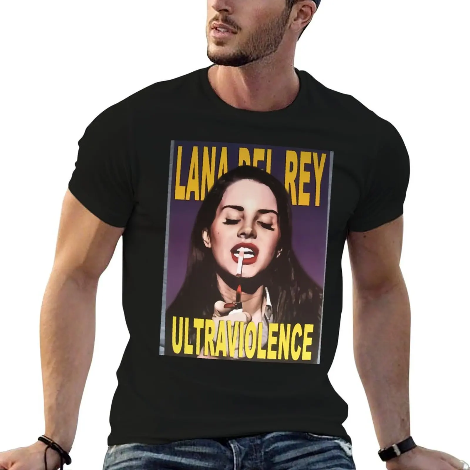 Lana Dell Ray Smoking Girl T-Shirt Gym Exercise Short Sleeve T-Shirt