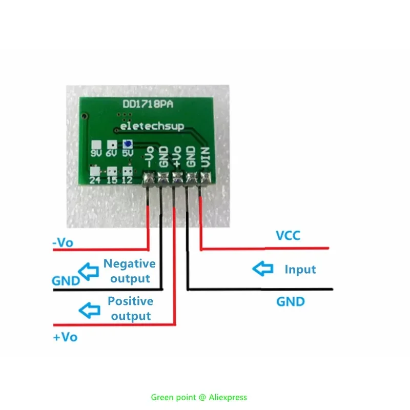 DC DC Step-Up Boost Converter Module DC 3-18V DD1718PA 5V 6V 9V 12V 15V 24V Positive & Negative Dual Output Power Supply Module