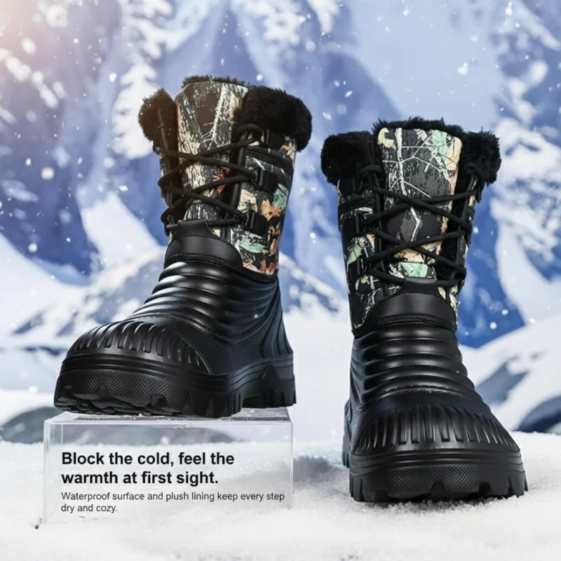 

Plus Size Winter Snow Boots High Top Warm Faux Fur Lined Platform Thick Sole Waterproof Slip Resistant Casual Outdoor Boots