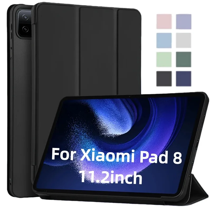 

Чехол для Xiaomi Pad 8, 2025 11,2 дюйма, тройной магнитный чехол из искусственной кожи, мягкая задняя подставка для Mi Pad 8 Pro, чехол для автоматического пробуждения и сна