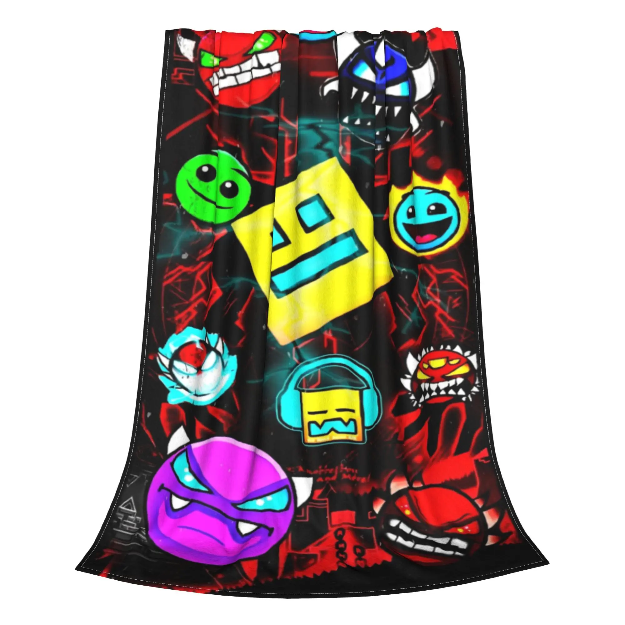 Geometry Dash Gaming Meme Merch Blankets Lightweight Thin Velvet  Throw Blankets Comfortable Rug Piece