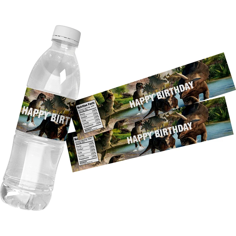 24Pcs Jurassic World Water Bottle Labels Stickers Happy Birthday Party Decor Baby Shower Dinosaurs Theme packing Labels Stickers