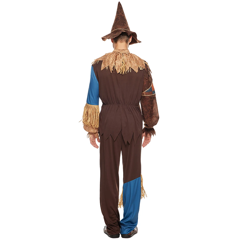 Eraspooky Adult Classic Patchwork Scarecrow Costume Halloween Costumes For Men Carnival Scare Party Purim Fancy Dress Plus Size