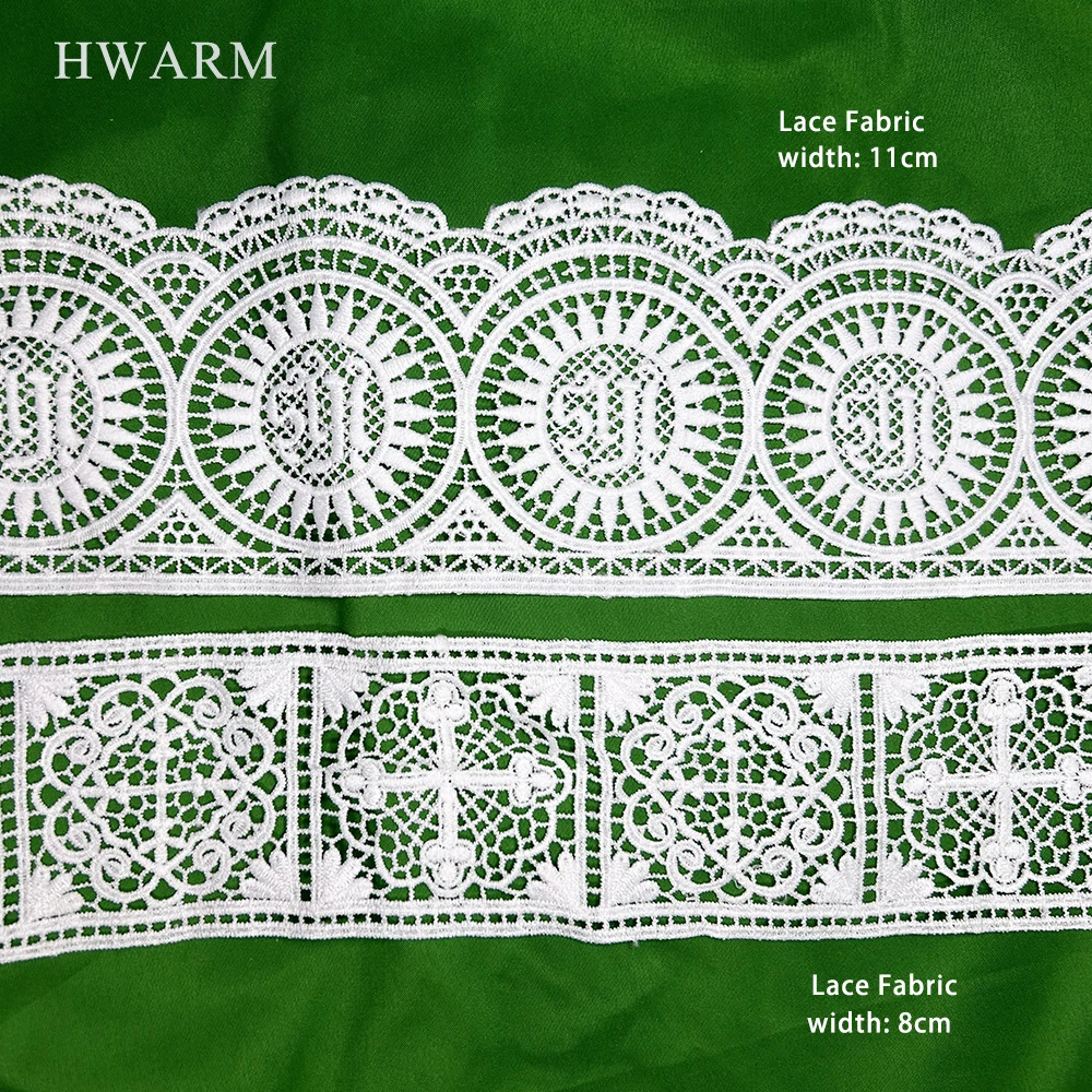 HWARM 10Yard Cross JHS Jesus Lace Fabric DIY New Embroidered Clothes Table Runner Skirt Curtain Dress Sewing Trim Accessories