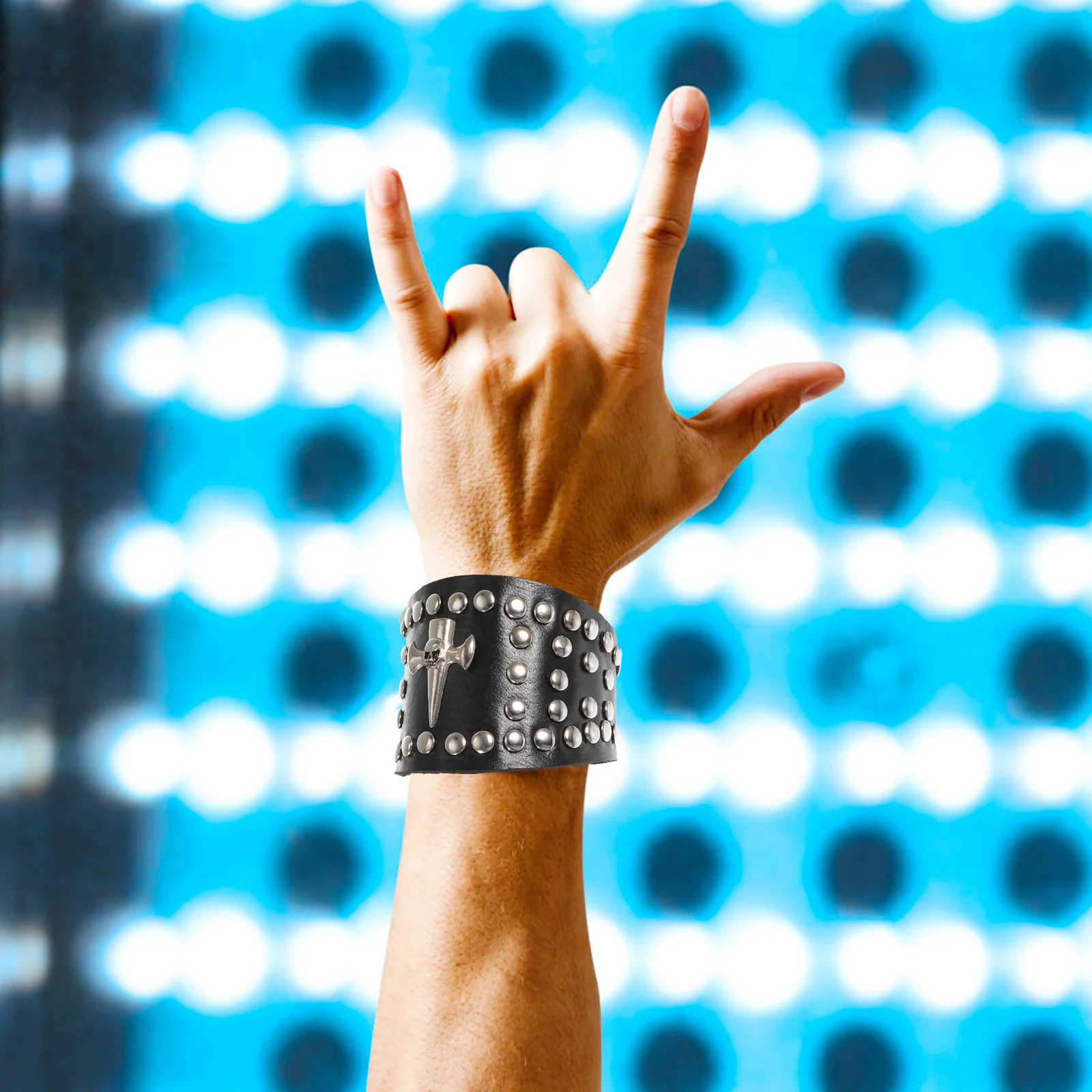 

Punk Handband Banquet Bracelet Wrist Men's Metal Skull Fashion Accessory Stylish